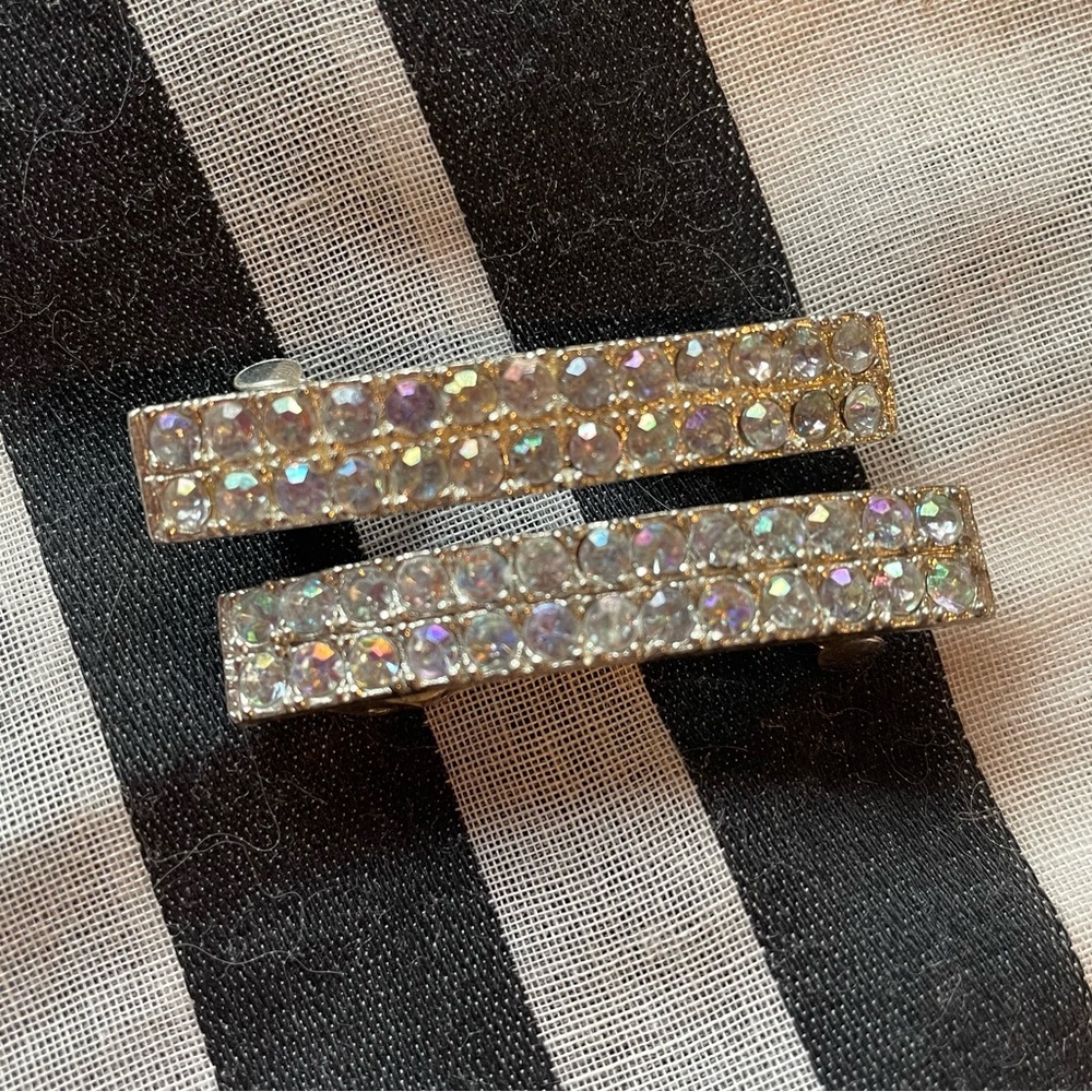 2 Aurora Borealis Rhinestone Barrettes